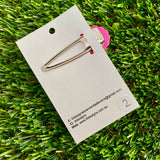 Handmade Resin Hair clip - Glitter Neon Pink Duel Layered Hair Clip Featuring Hand Placed Rainbow Smiley Face and Squiggles! (2)