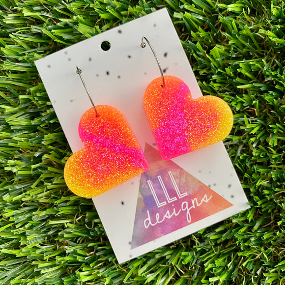 Resin Earrings - Sunset Love Featuring a Silver Hoop!