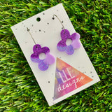 Resin Earrings - Purple Dream Wonky Daisy Featuring a Silver Hoop!
