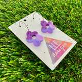 Resin Earrings - Purple Dream Wonky Daisy Featuring a Silver Hoop!