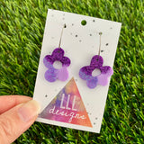 Resin Earrings - Purple Dream Wonky Daisy Featuring a Silver Hoop!