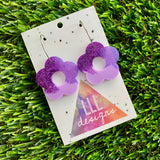 Resin Earrings - Purple Dream Cut Out Daisy Featuring a Silver Hoop! (1)