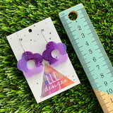 Resin Earrings - Purple Dream Cut Out Daisy Featuring a Silver Hoop! (2)