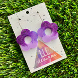 Resin Earrings - Purple Dream Cut Out Daisy Featuring a Silver Hoop! (3)