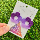 Resin Earrings - Purple Dream Cut Out Daisy Featuring a Silver Hoop! (3)