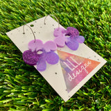 Resin Earrings - Purple Dream Asymmetrical Flower Featuring a Silver Hoop!