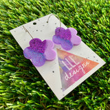 Resin Earrings - Purple Dream Solid Daisy Featuring a Silver Hoop!