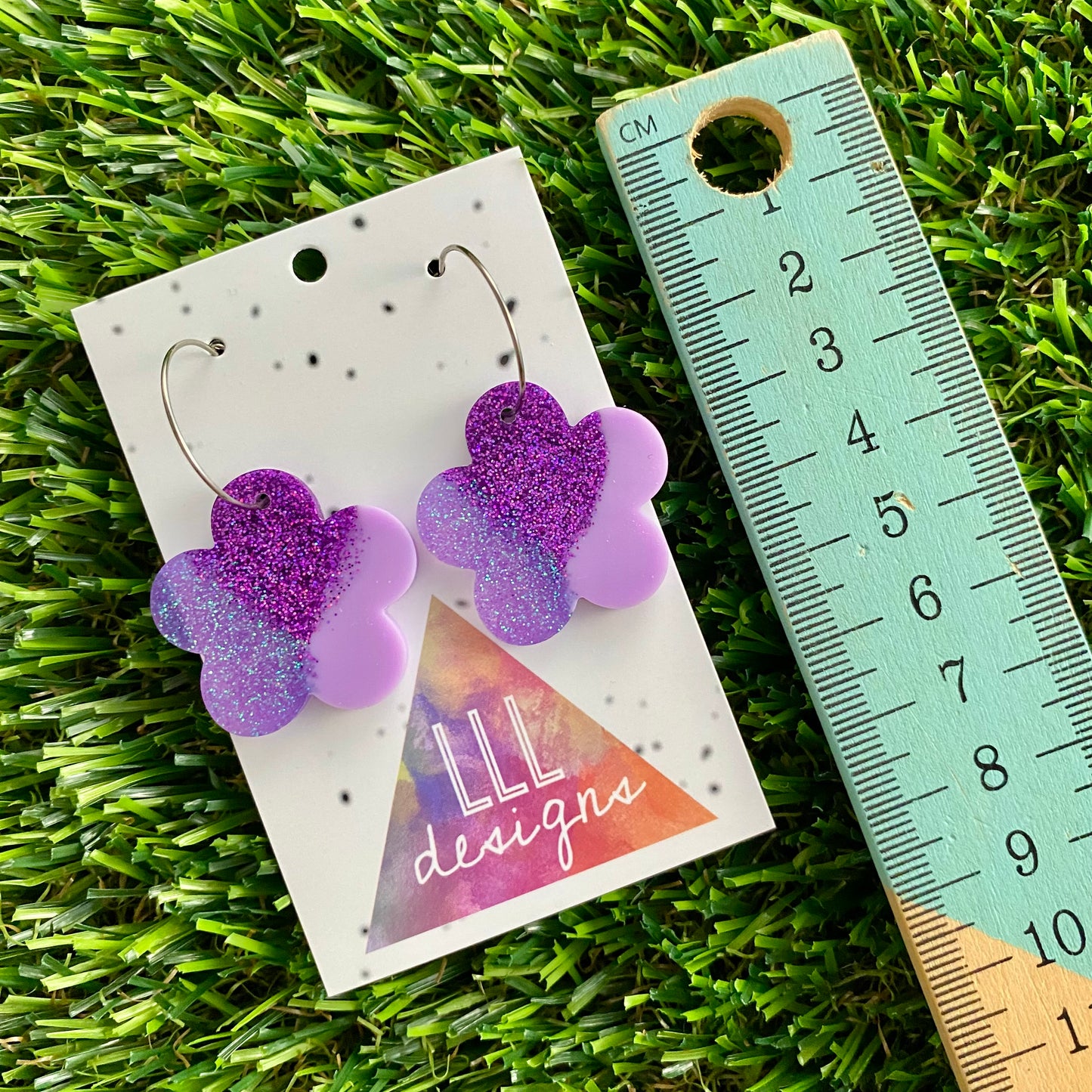 ON SALE!!! Resin Earrings - Purple Dream Solid Daisy Featuring a Silver Hoop!