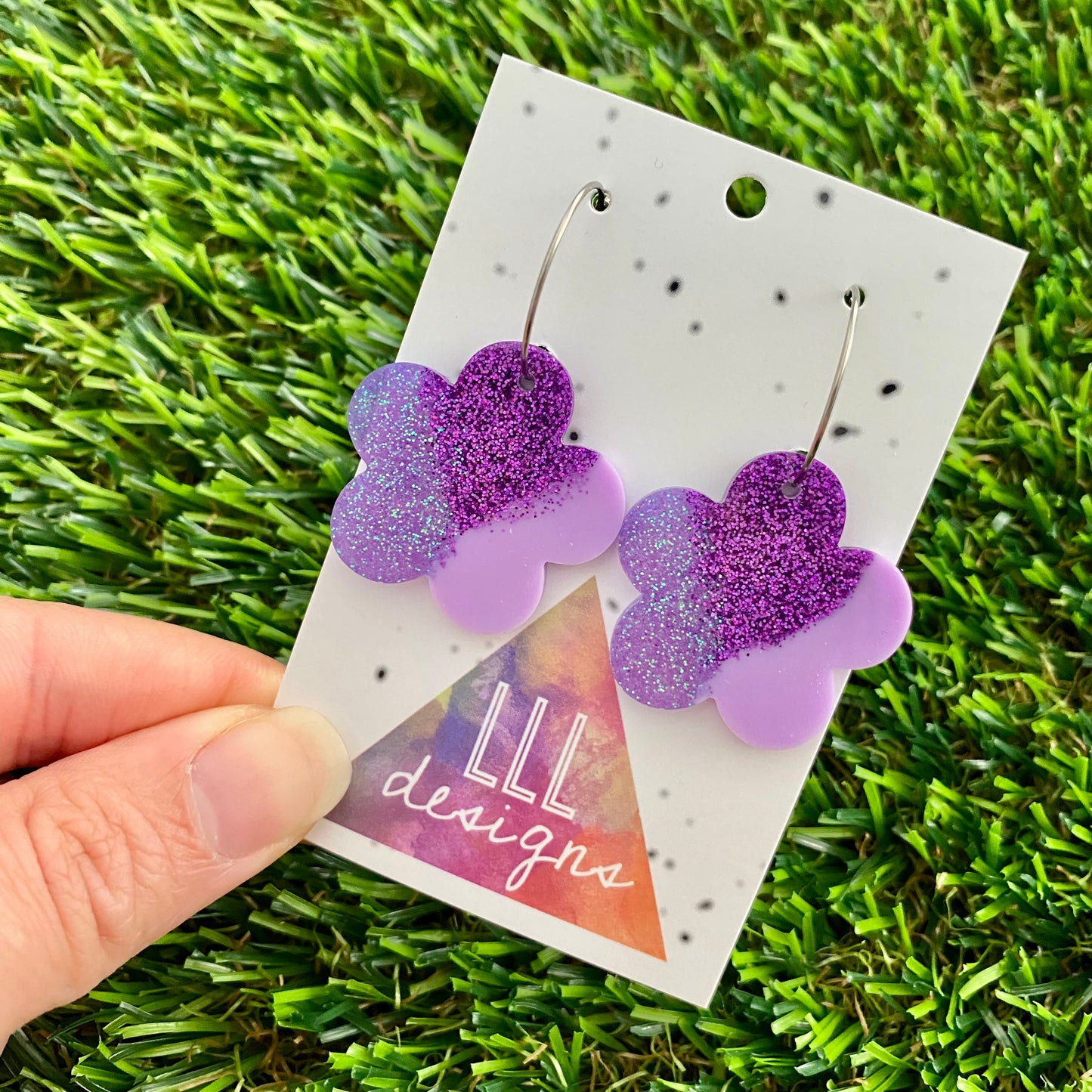 ON SALE!!! Resin Earrings - Purple Dream Solid Daisy Featuring a Silver Hoop!