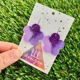 Resin Earrings - Purple Dream Solid Daisy Featuring a Silver Hoop!