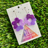 Resin Earrings - Purple Dream Floral Wreath Featuring a Silver Hoop!
