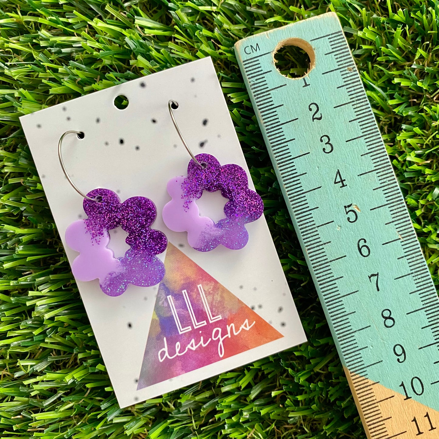 ON SALE!!! Resin Earrings - Purple Dream Floral Wreath Featuring a Silver Hoop! (2)