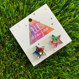 Rainbow Metallic Glitz Star Stud Earrings!