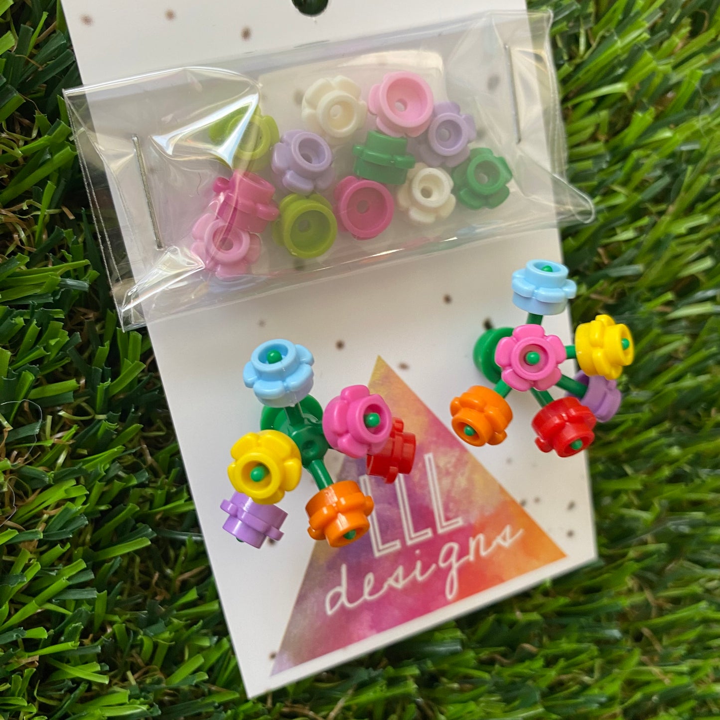 Mini Blooming Stud Earrings - #1 Six Rainbow Flowers with Twelve Additional Mixed Pastel Flowers - Get Creative and Stand out!