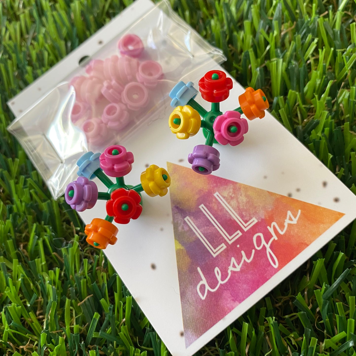 Mini Blooming Stud Earrings - #2 Six Rainbow Flowers with Twelve Additional Pastel Pink Flowers - Choose The Colors You Want To Wear!