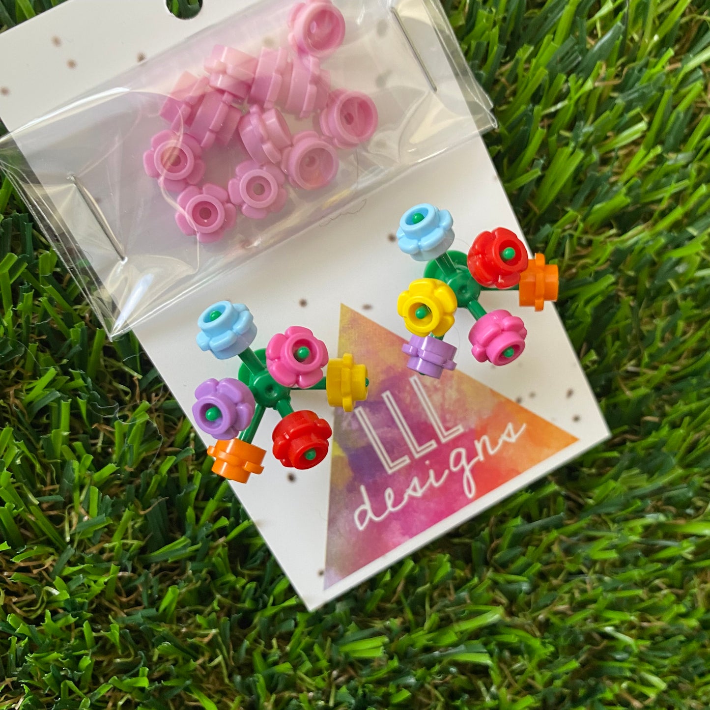 Mini Blooming Stud Earrings - #2 Six Rainbow Flowers with Twelve Additional Pastel Pink Flowers - Choose The Colors You Want To Wear!