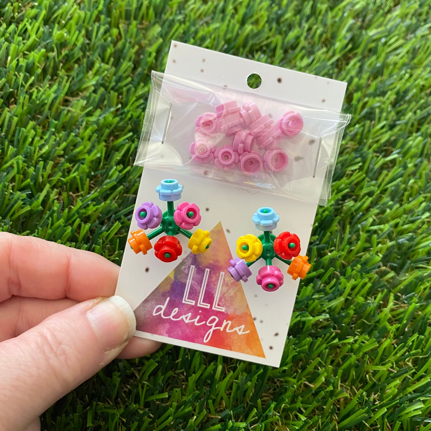Mini Blooming Stud Earrings - #2 Six Rainbow Flowers with Twelve Additional Pastel Pink Flowers - Choose The Colors You Want To Wear!