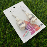 Christmas Brick Snow Globe Dangle Earrings- Printed Snow Globe Earrings on Surgical Stainless Steel Hooks