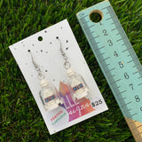 Christmas Brick Snow Globe Dangle Earrings- Printed Snow Globe Earrings on Surgical Stainless Steel Hooks