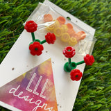 Mini Blooming Stud Earrings - #5 Three Vibrant Red Flowers with Twelve Additional Yellow and Orange Flowers - These Babys make a STATEMENT!