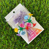 Mega Blooming Stud Earrings - #2 Six Rainbow Flowers with Twelve Additional Pastel Purple Flowers - These Will Make You STAND OUT!