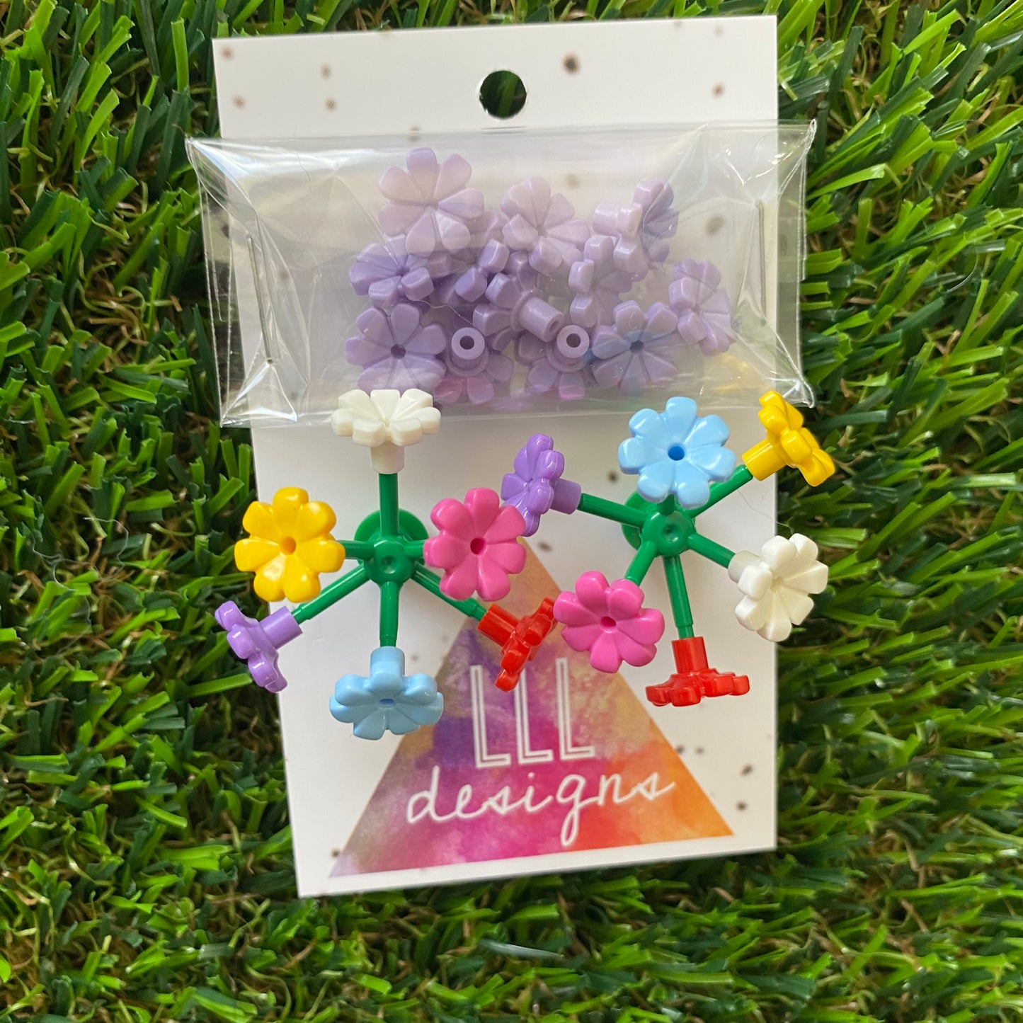 Mega Blooming Stud Earrings - #2 Six Rainbow Flowers with Twelve Additional Pastel Purple Flowers - These Will Make You STAND OUT!