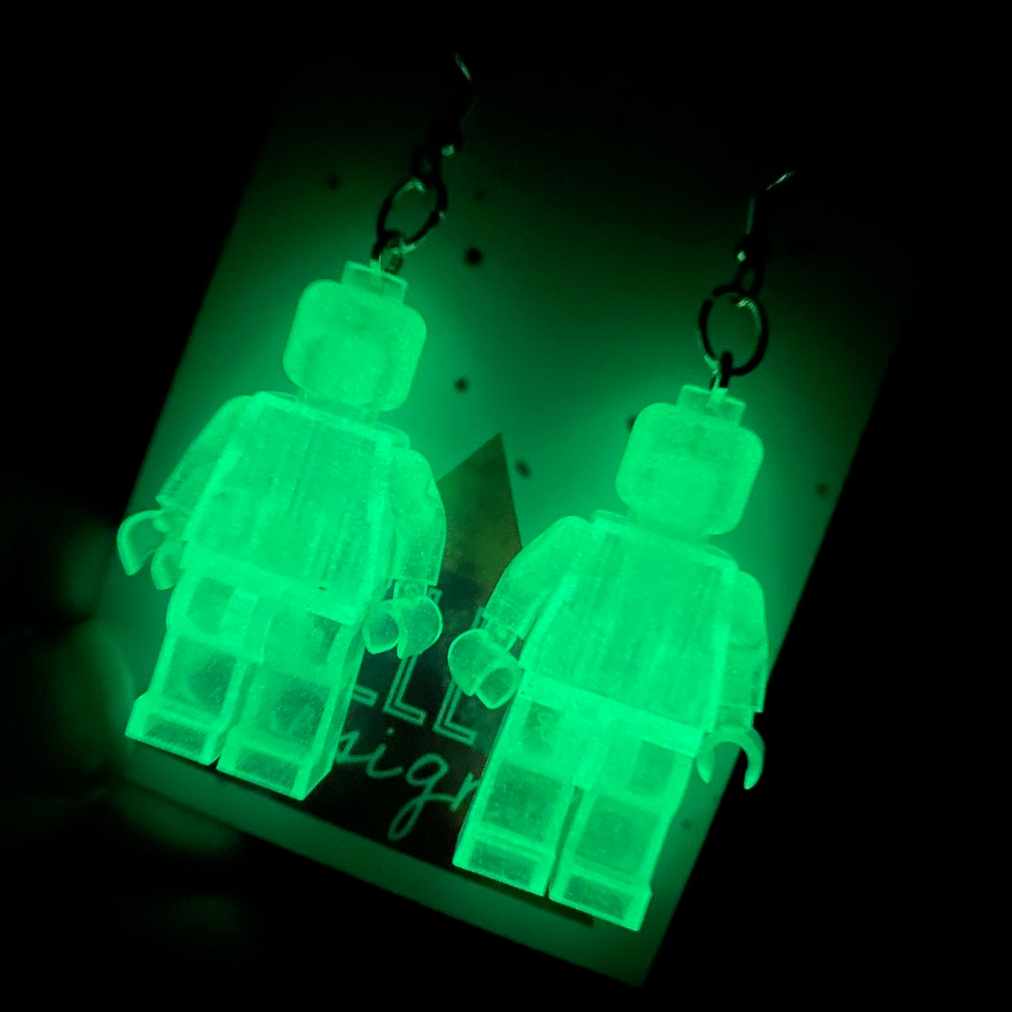 Brick Person Earrings - #32 Glow in the Dark Guy - SUPER FUN GLOW IN THE DARK EARRINGS!