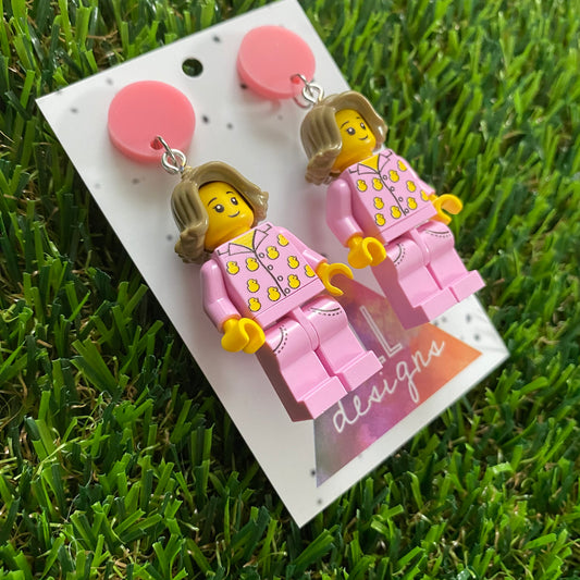 Brick People Earrings - #8 Sleepy Sarah Dangle Earrings