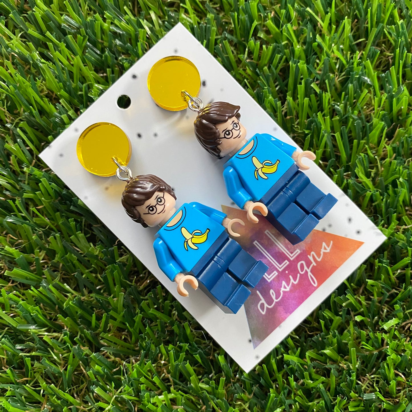 Brick People Earrings - #13 Banana Ben Dangle Earrings