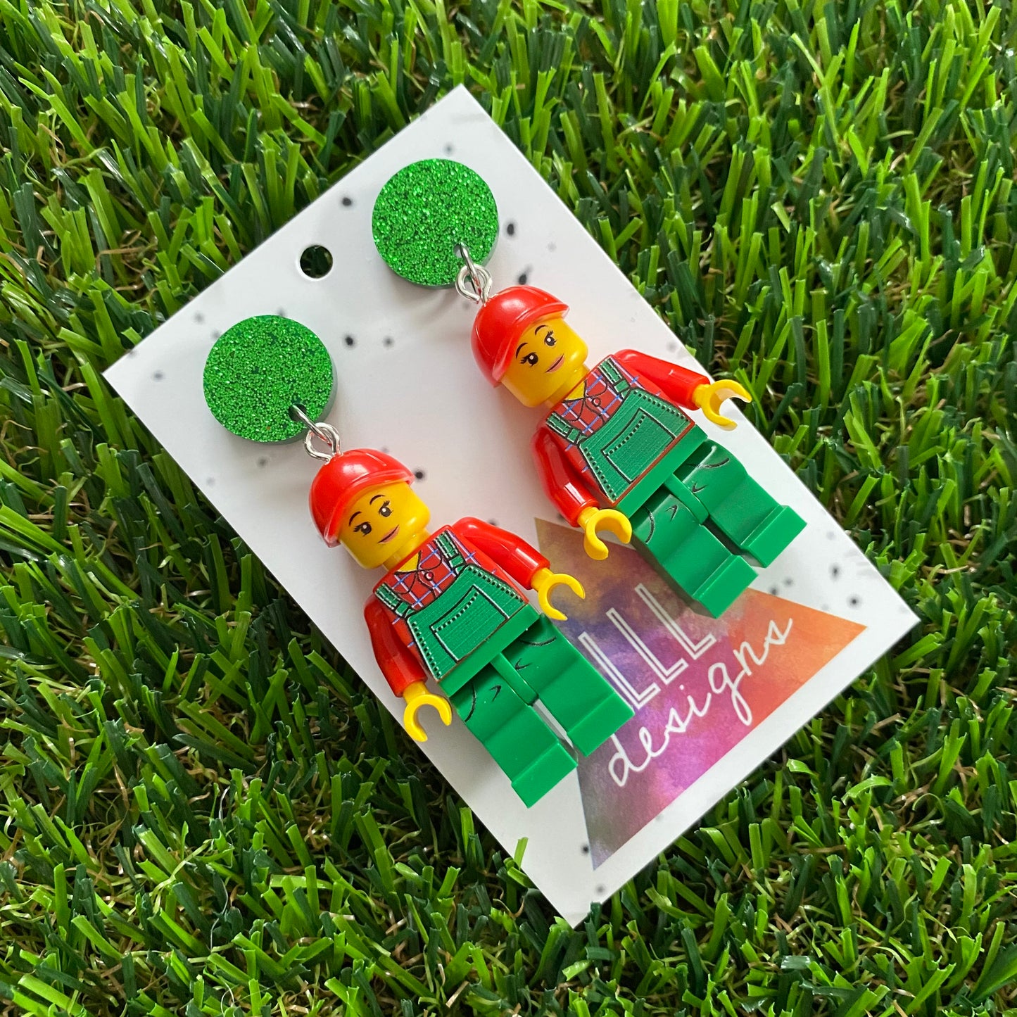 Brick People Earrings - #16 Farmer Flora Dangle Earrings