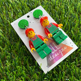 Brick People Earrings - #16 Farmer Flora Dangle Earrings