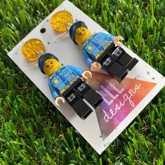Brick People Earrings - #18 Cop Carly Dangle Earrings