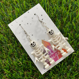 Brick Person Earrings - #30 Bag of Bones Dangle Earrings - Skeleton Earrings.