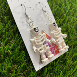 Brick Person Earrings - #30 Bag of Bones Dangle Earrings - Skeleton Earrings.