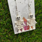 Brick Person Earrings - #30 Bag of Bones Dangle Earrings - Skeleton Earrings.