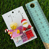 Candy Cane Fairy Princess and Santa Brick Earrings- Christmas Dangle Earrings, Featured on Surgical Stainless Steel Hoops.