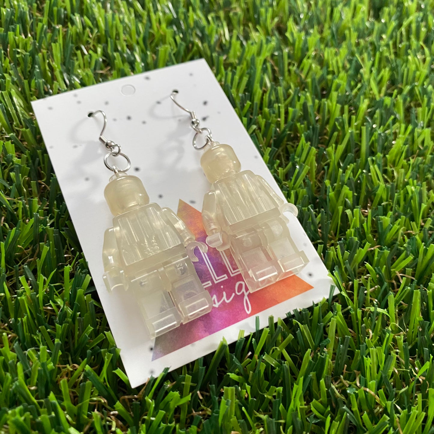 Brick Person Earrings - #32 Glow in the Dark Guy - SUPER FUN GLOW IN THE DARK EARRINGS!