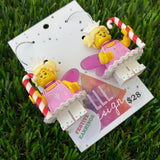 Candy Cane Fairy Princess Brick Earrings- Christmas Dangle Earrings, Featured on Surgical Stainless Steel Hoops