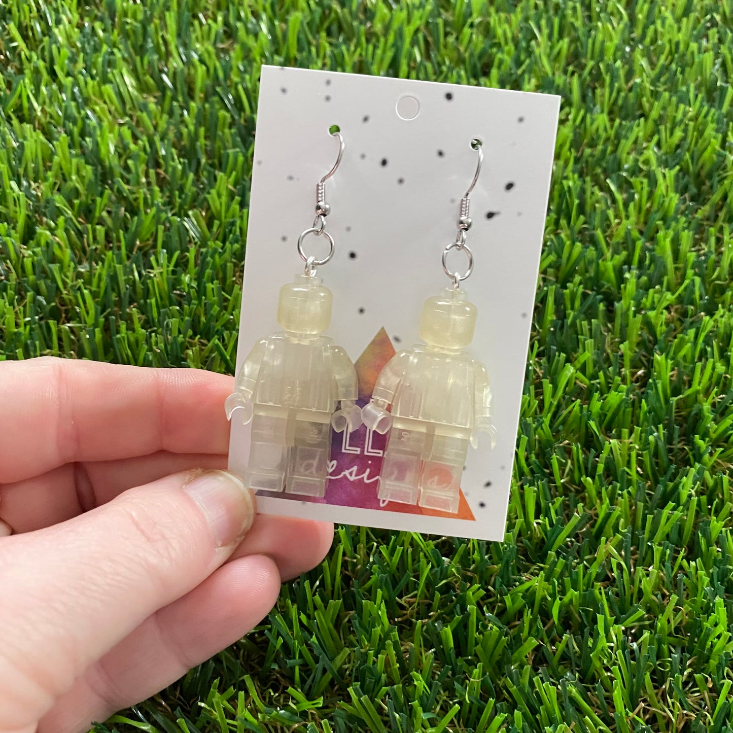 Brick Person Earrings - #32 Glow in the Dark Guy - SUPER FUN GLOW IN THE DARK EARRINGS!