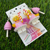 Christmas Fairy Earrings - Candy Cane Christmas Fairy Brick Earrings, on Surgical Stainless Steel Hoops- Christmas Dangle Earrings including second pair of Fairy Floss Hook Earrings as a Special Extra!!!