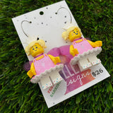 Christmas Fairy Earrings- Christmas Fairy Brick Dangle Earrings, on Surgical Stainless Steel Hoops