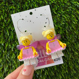 Christmas Fairy Earrings- Christmas Fairy Brick Dangle Earrings, on Surgical Stainless Steel Hoops