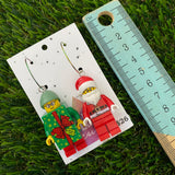 Christmas Santa and Present Brick Earrings- Festive Dangle Earrings of Santa and Present Costume Man, Featuring Surgical Stainless Steel Hoops