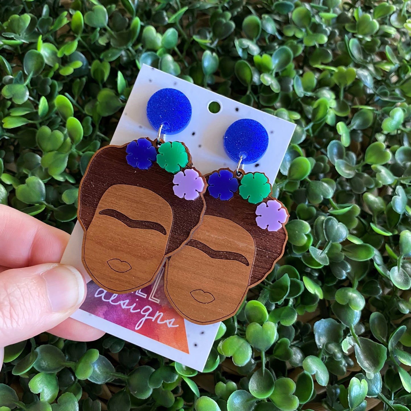 Fabulous Frida Stacked Statement Dangle Earrings. (Blue Edition)