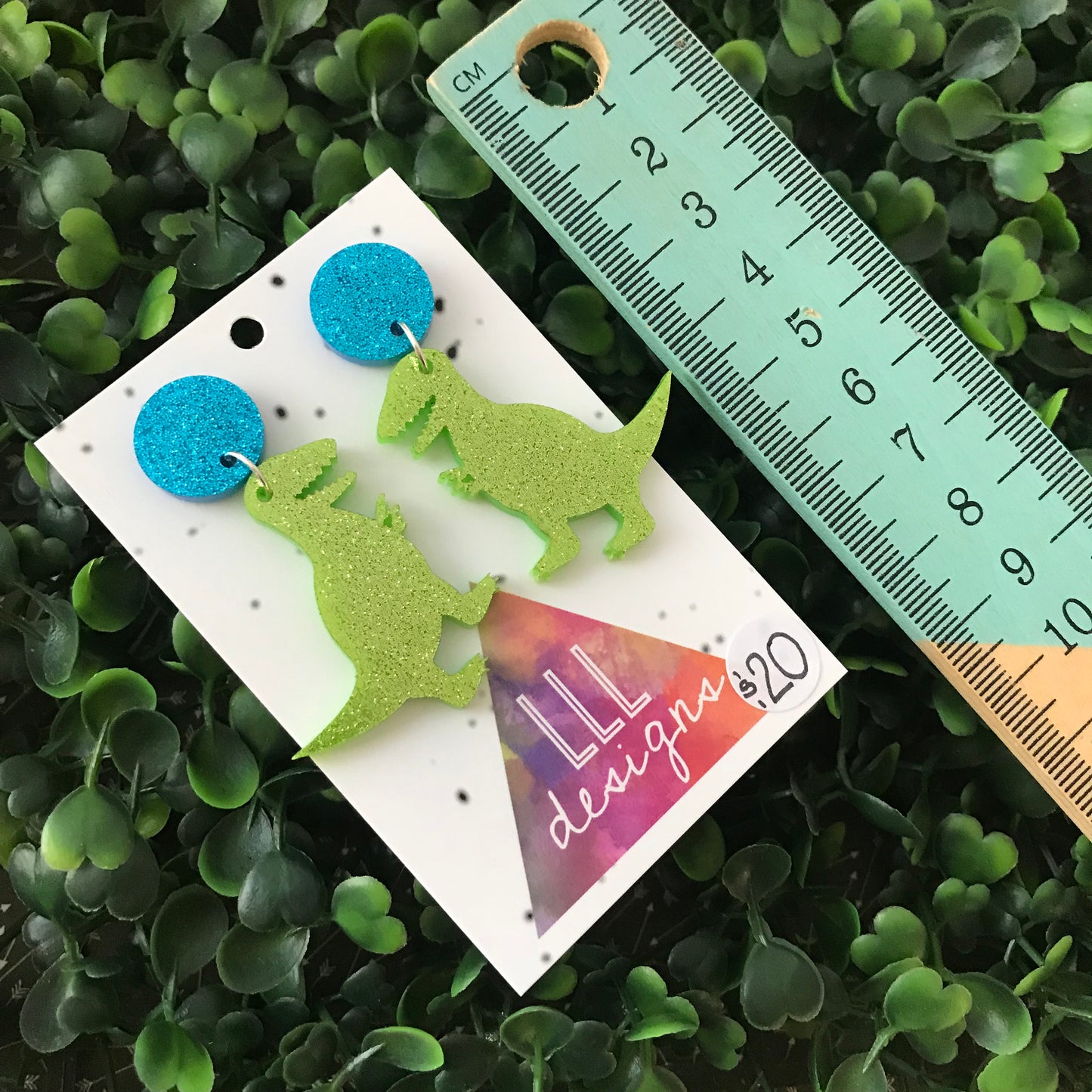 Super Rad Glitter Trex Dino Dangle Earrings. Daring Dino Dangles. Impress all the cool kids with these Dino Dangles ;) Be Bold - Be You!!!