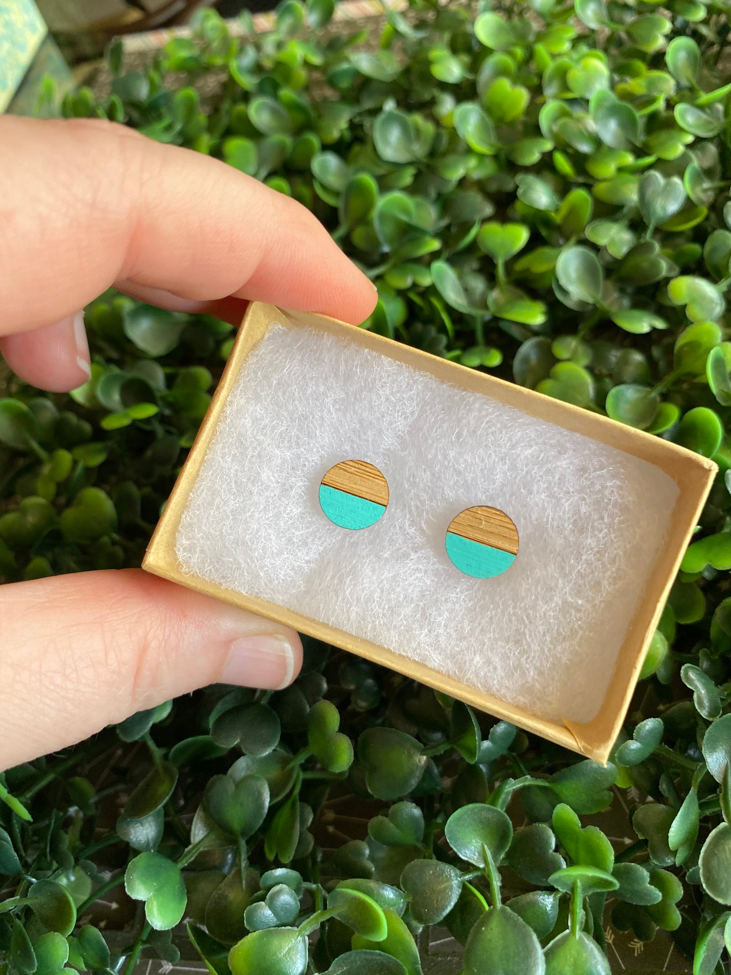Circle Earrings - Detailed Hand Painted Bamboo Earrings - Available in 4 Stunning Colours.