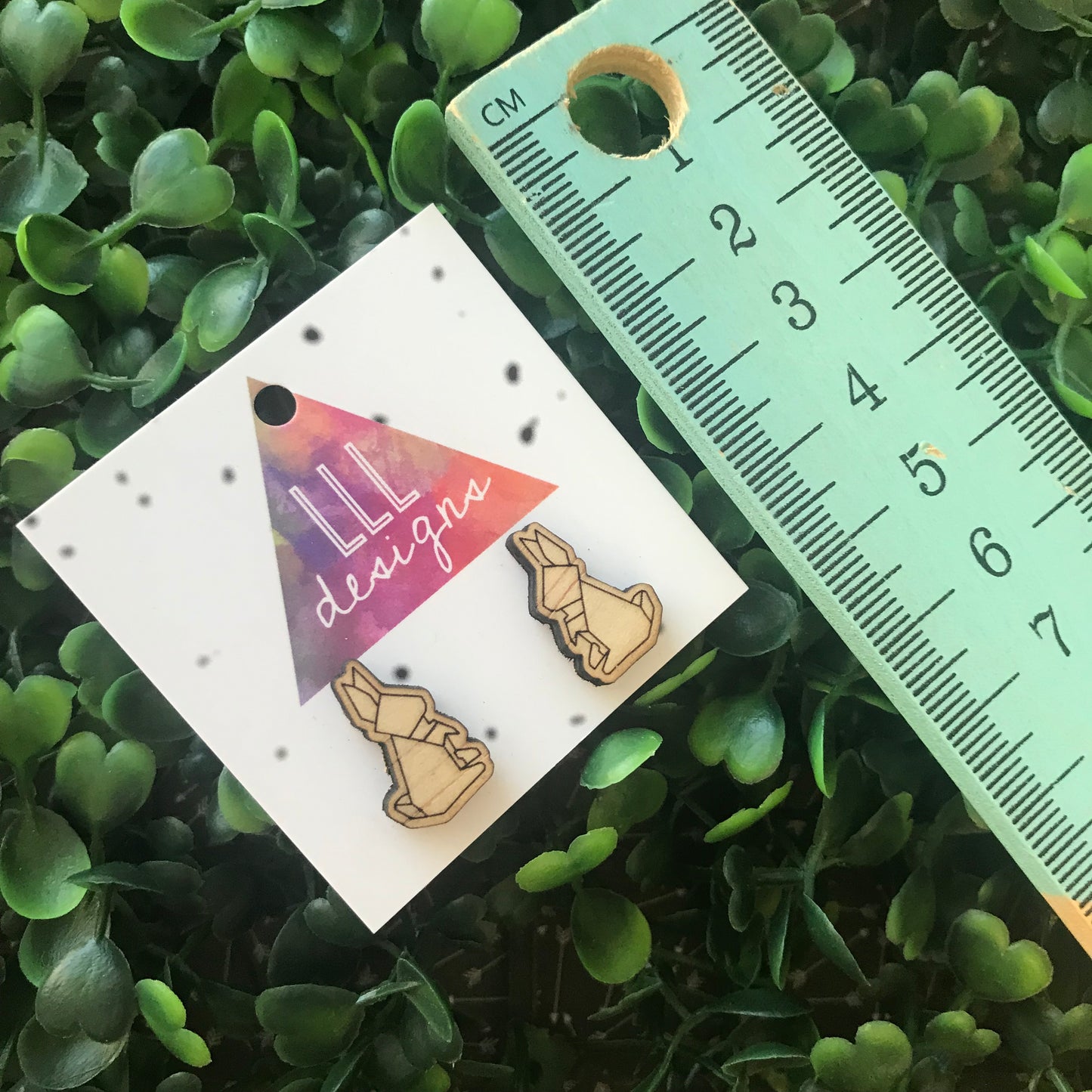 Timber Geometric Bunny Stud Earrings.