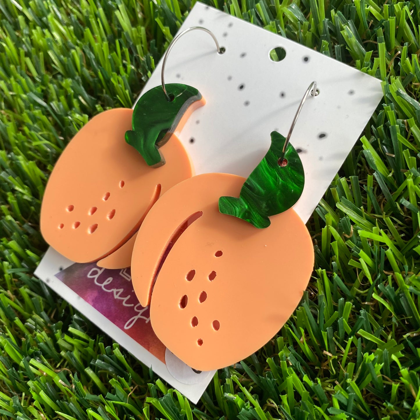 Peach Perfect Hoop Dangle Earrings - Fruity and Fabulous!