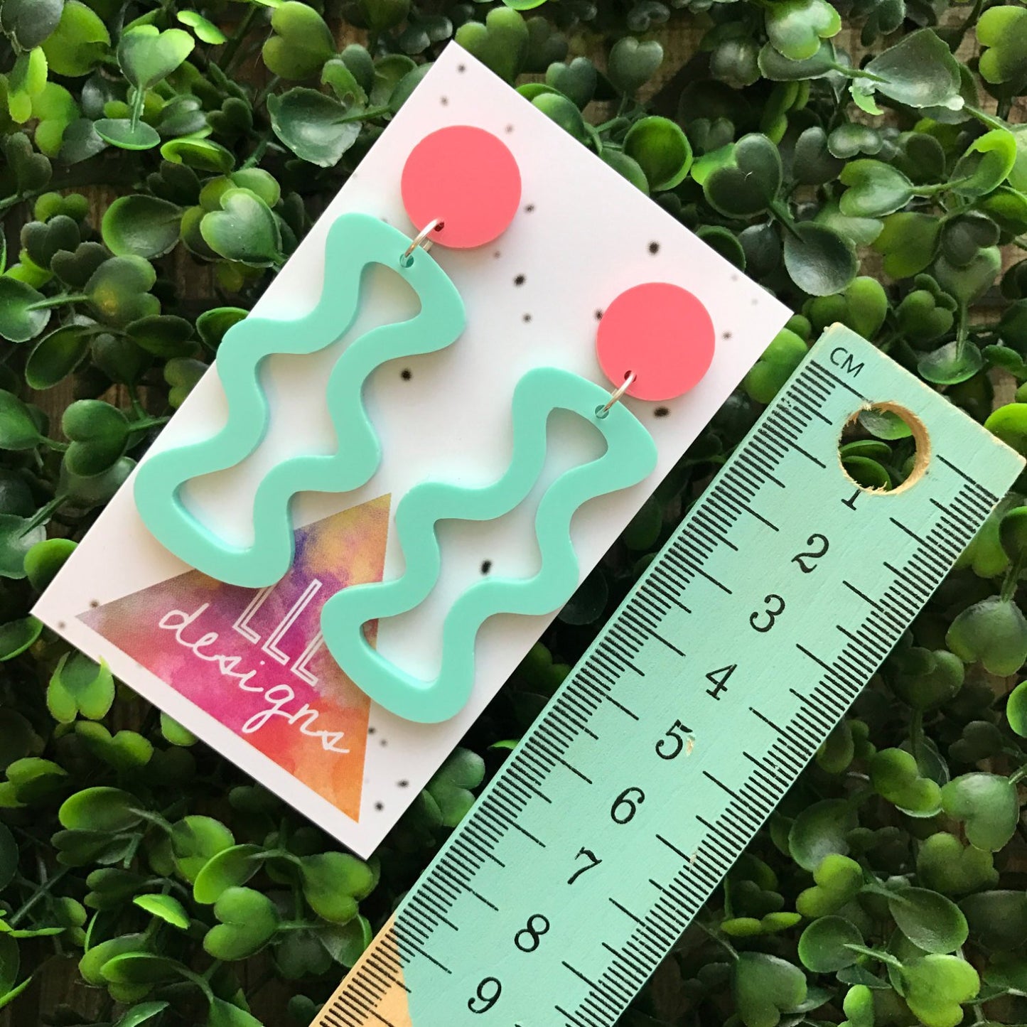Squiggle Wiggle Dangle Earrings ( in Mint ) Pastel Matte Mint Earrings. Daring Dangles. Life's too short to wear boring Jewellery.
