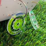 Femme Iridescent Hoop Dangle Earrings - Groovy Baby!!!